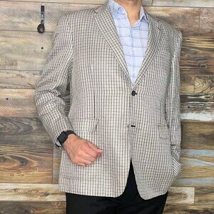 Marzoni Italy Astor & Black Multicolor Check Dual Vent Blazer Sport Jacket 48L